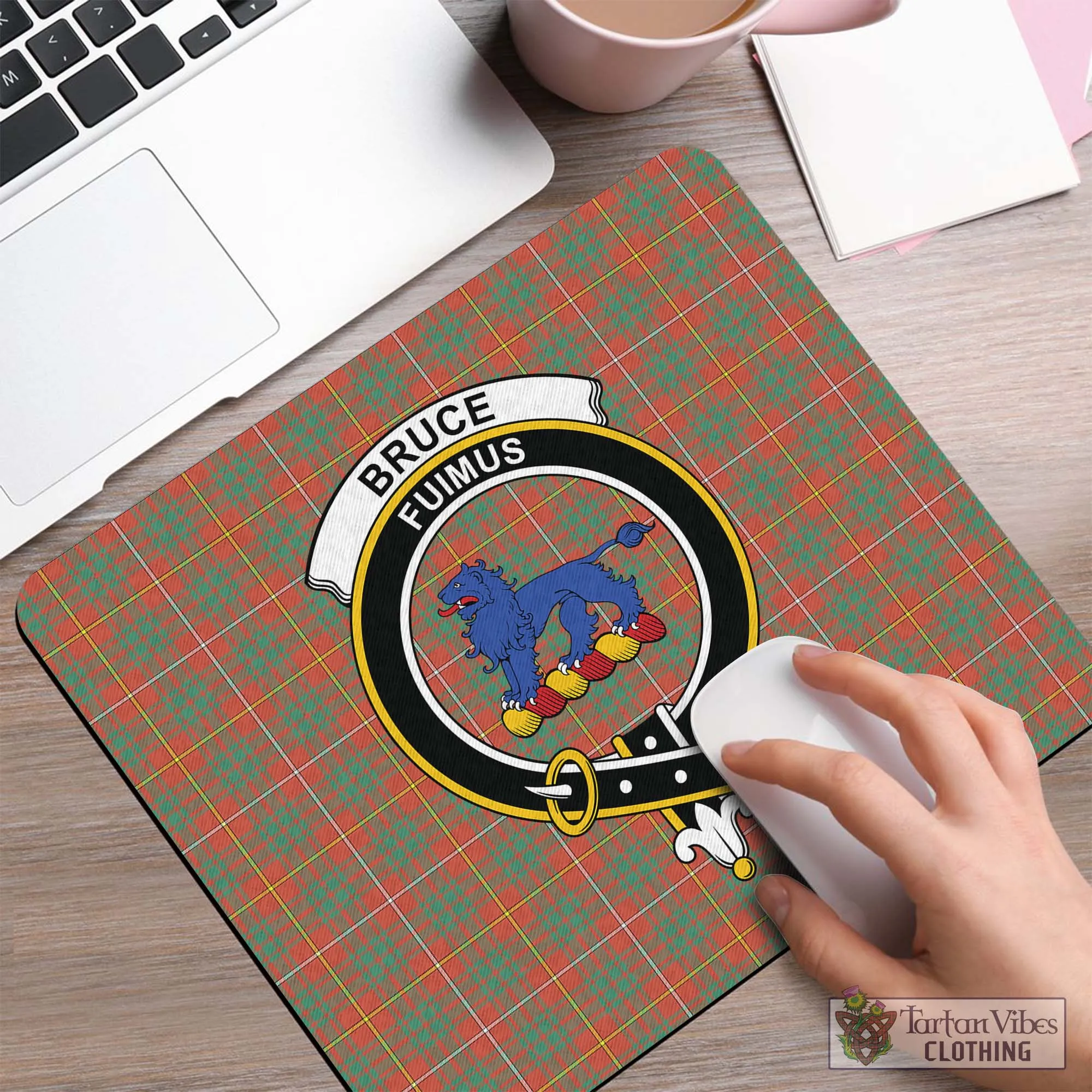 Bruce Ancient Tartan Mouse Pad with Family Crest