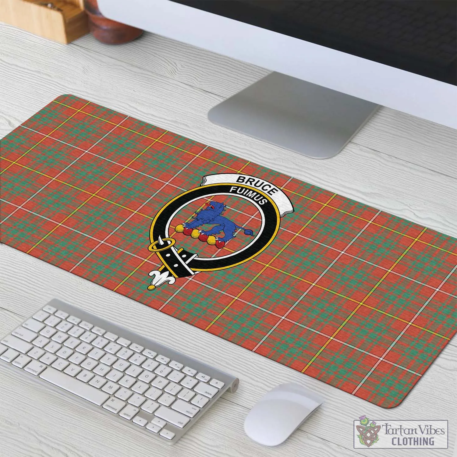 Bruce Ancient Tartan Mouse Pad with Family Crest