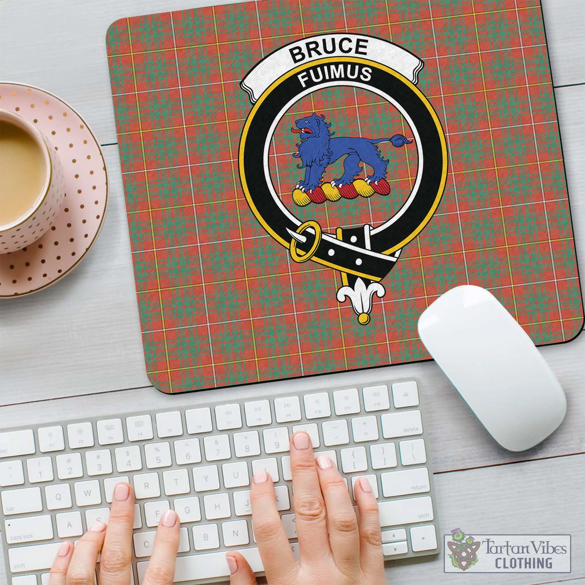 Bruce Ancient Tartan Mouse Pad with Family Crest