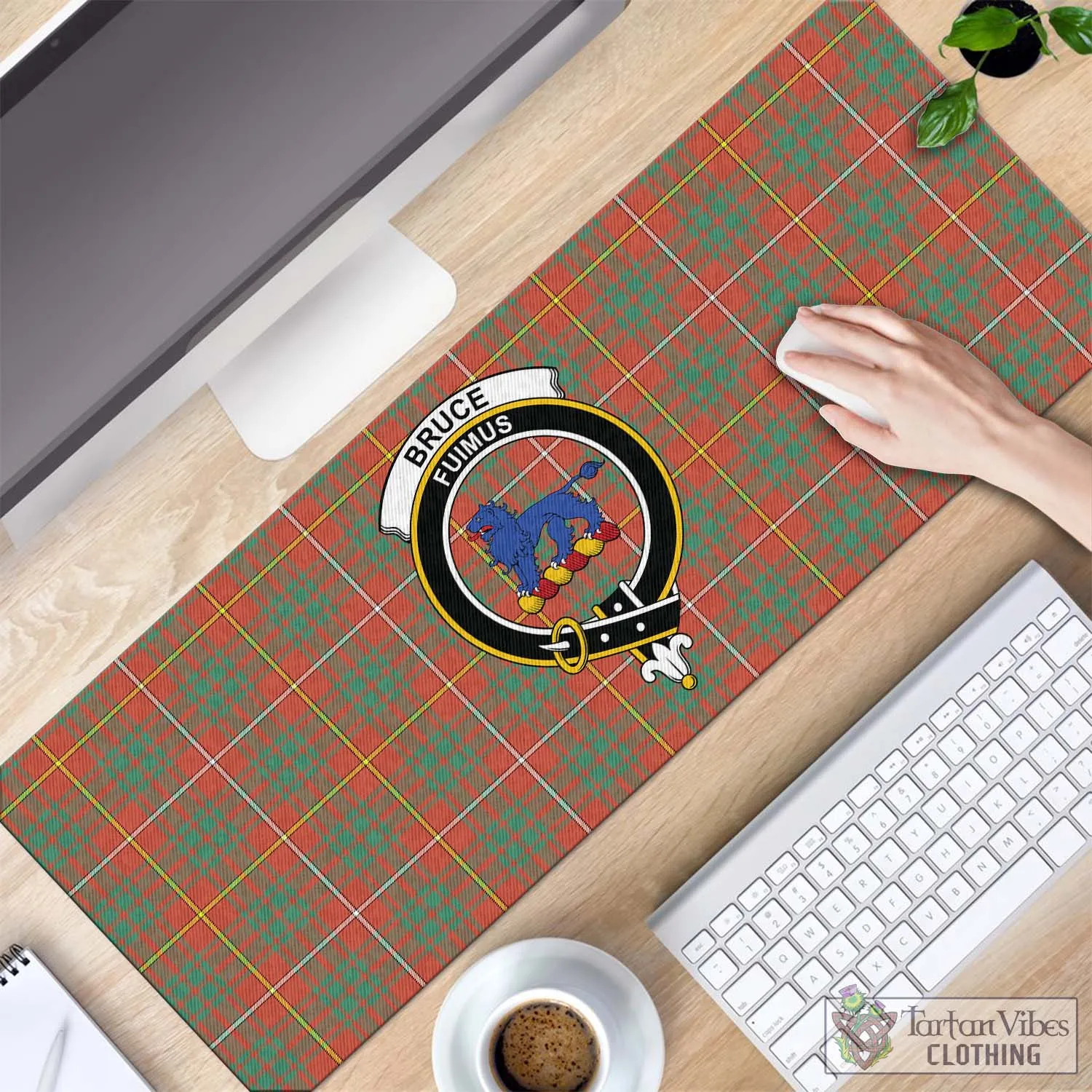 Bruce Ancient Tartan Mouse Pad with Family Crest