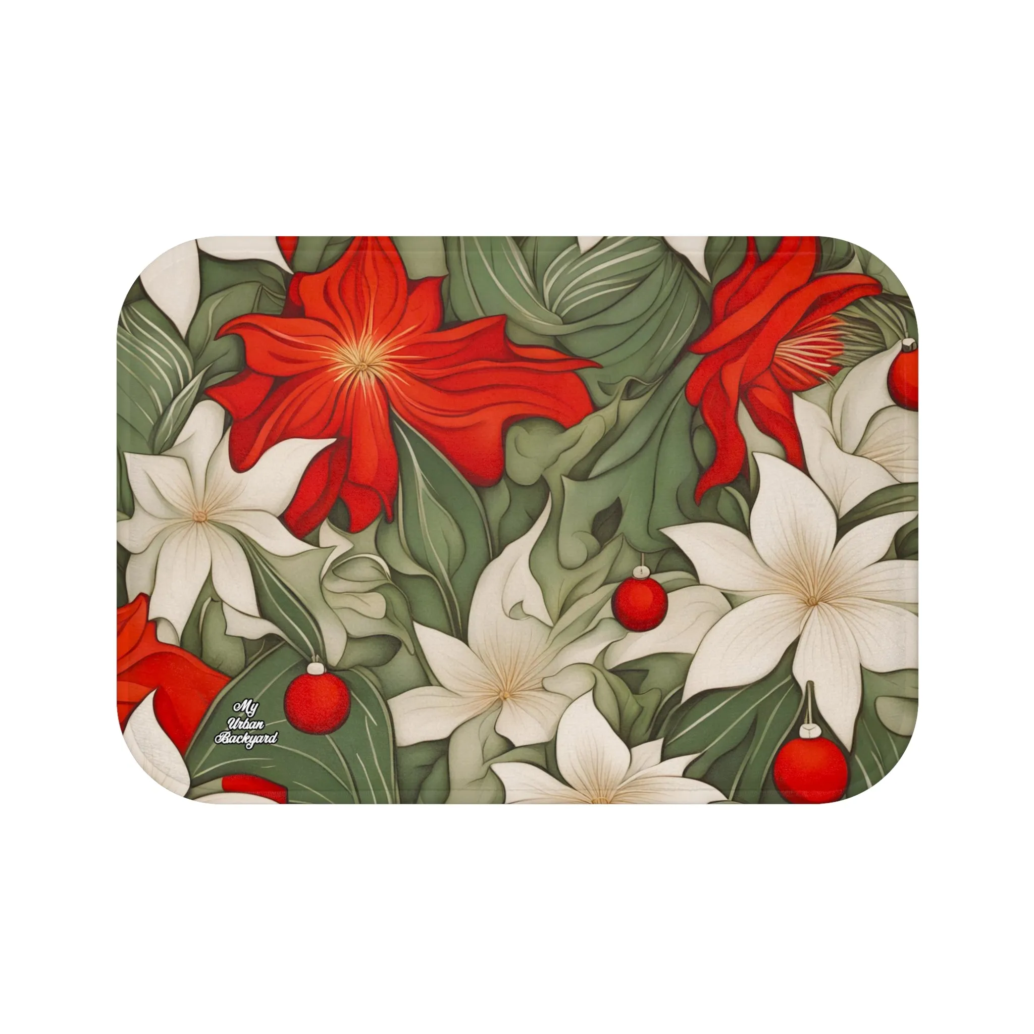 Christmas Flowers, Memory Foam Bath Mat - Cozy Bathroom Essential