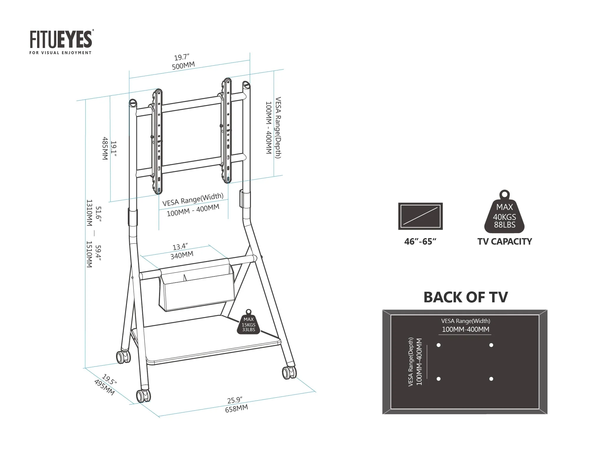 Collector TC65 Rolling TV Stand