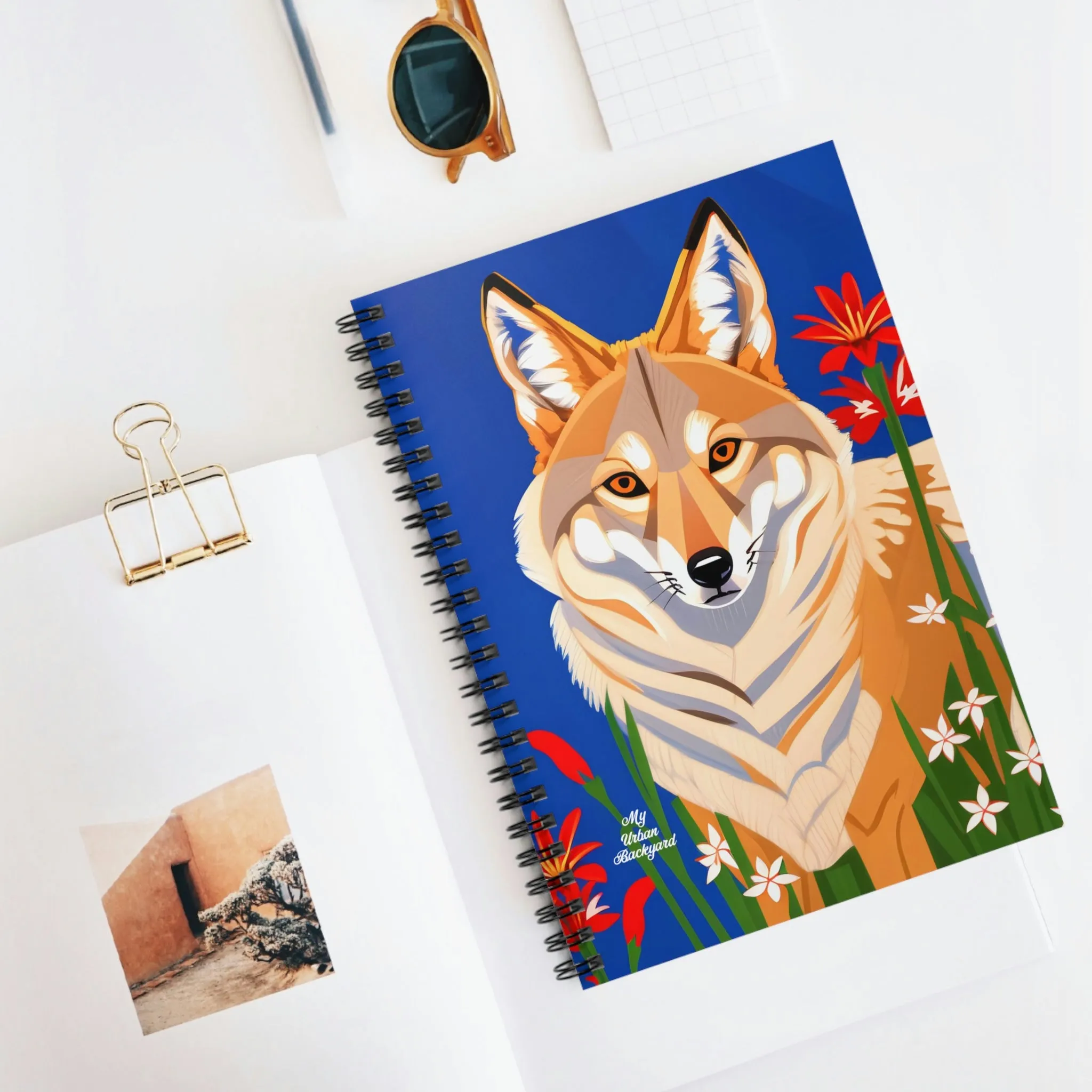 Coyote and Red Flowers, Spiral Notebook Journal - Write in Style