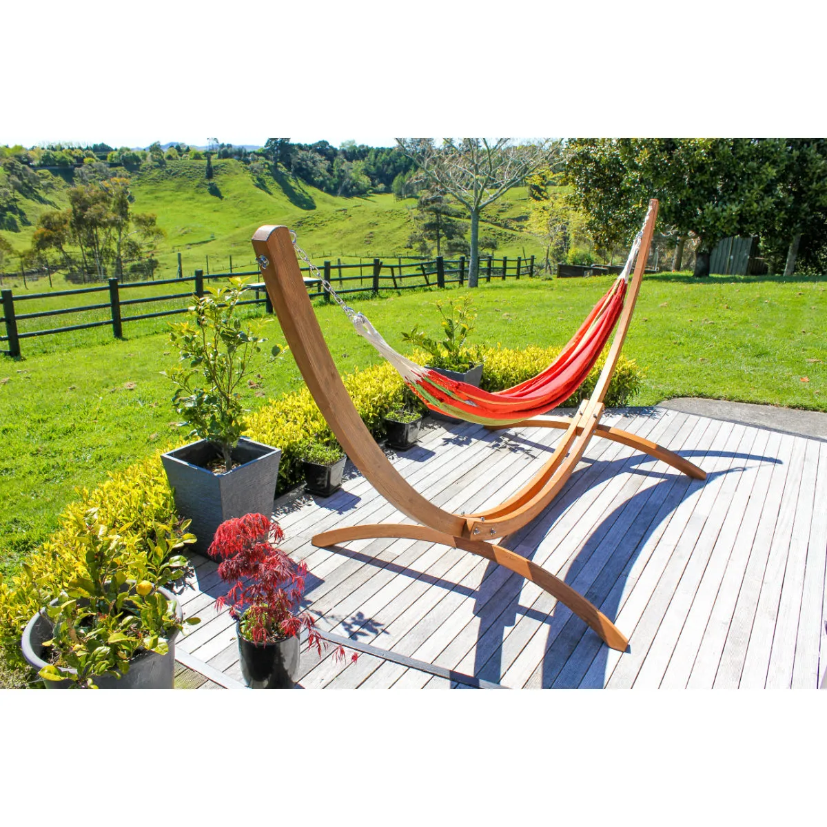 Curved Wooden Hammock Stand