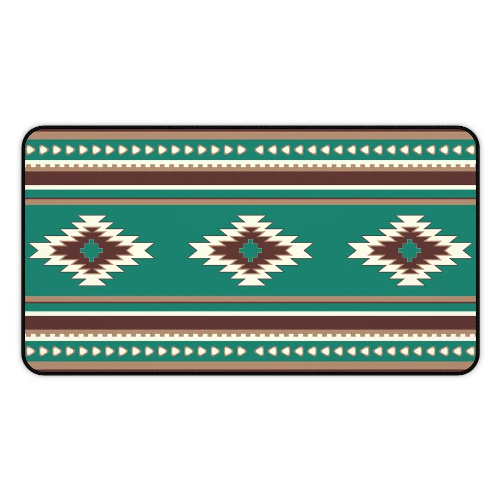 Desk Mat Boho Turquoise Diamonds Southwestern Mat for Desk Large Mouse Pad Desk Accessories Large Desk Mat Pad, 3 Sizes