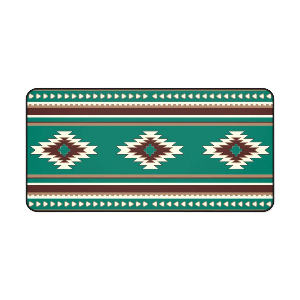 Desk Mat Boho Turquoise Diamonds Southwestern Mat for Desk Large Mouse Pad Desk Accessories Large Desk Mat Pad, 3 Sizes