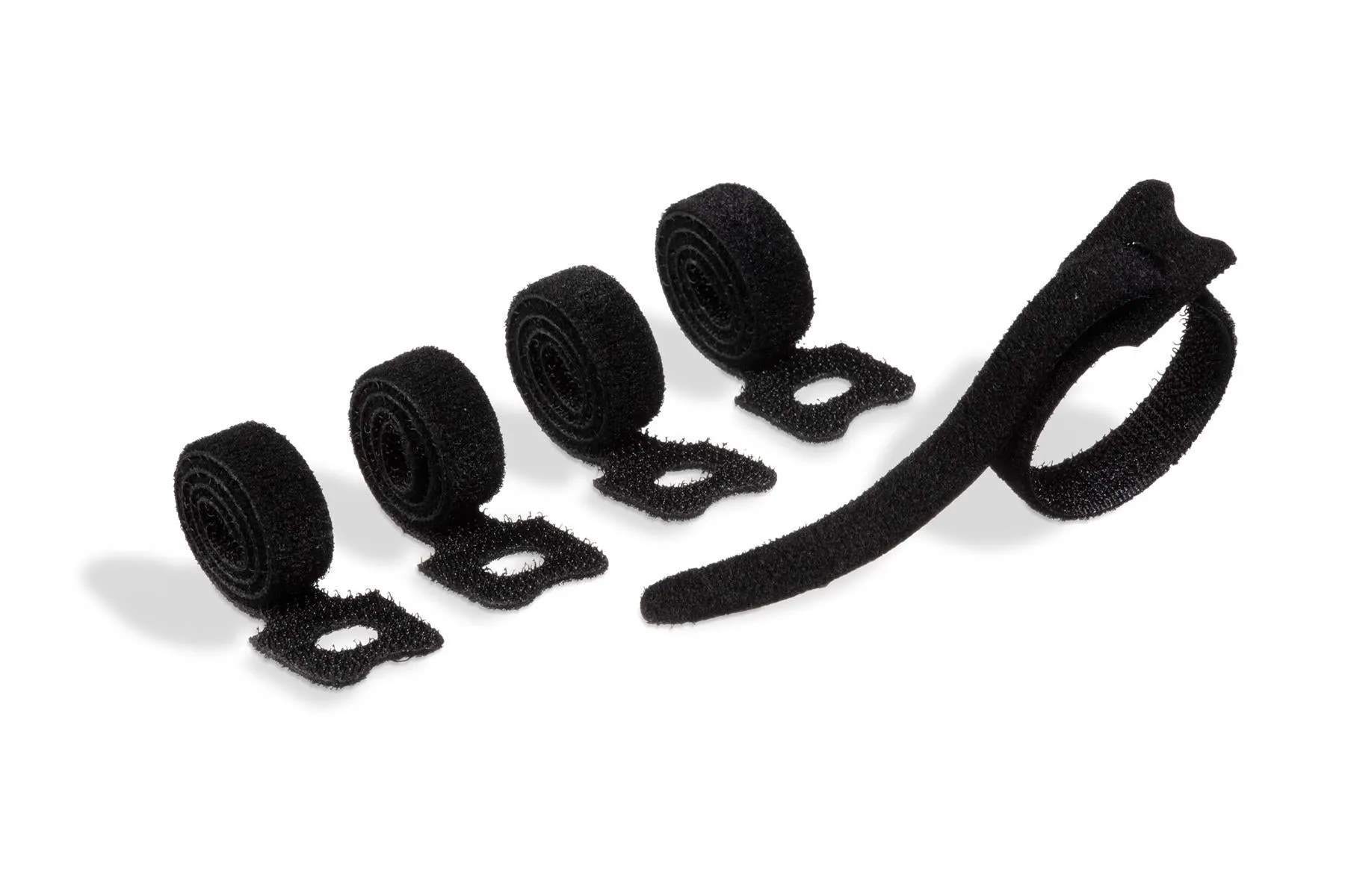 Durable CAVOLINE Reusable Hook and Loop Cable Tie Straps | 5 Pack | Black