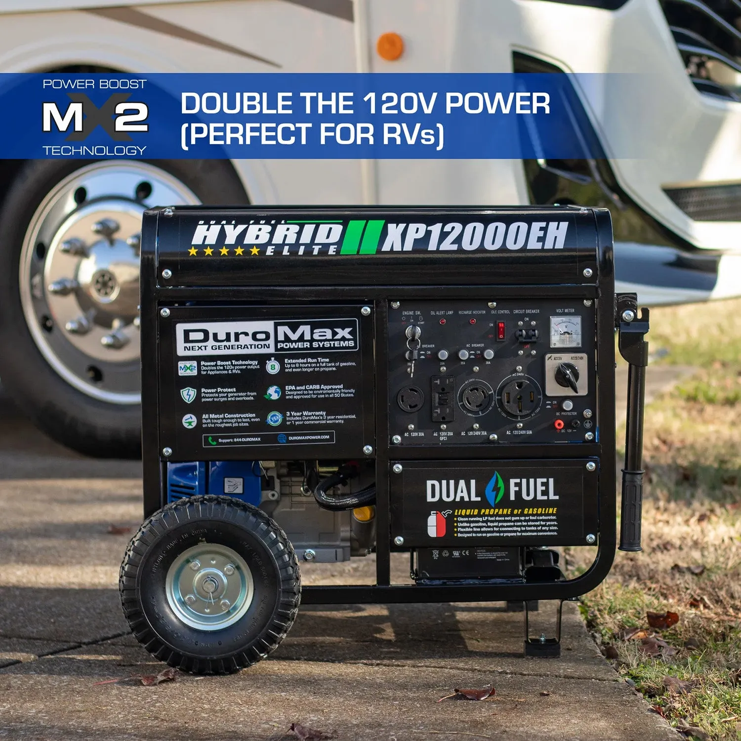 DuroMax XP12000EH Dual Fuel Portable Generator | 12,000 Watts