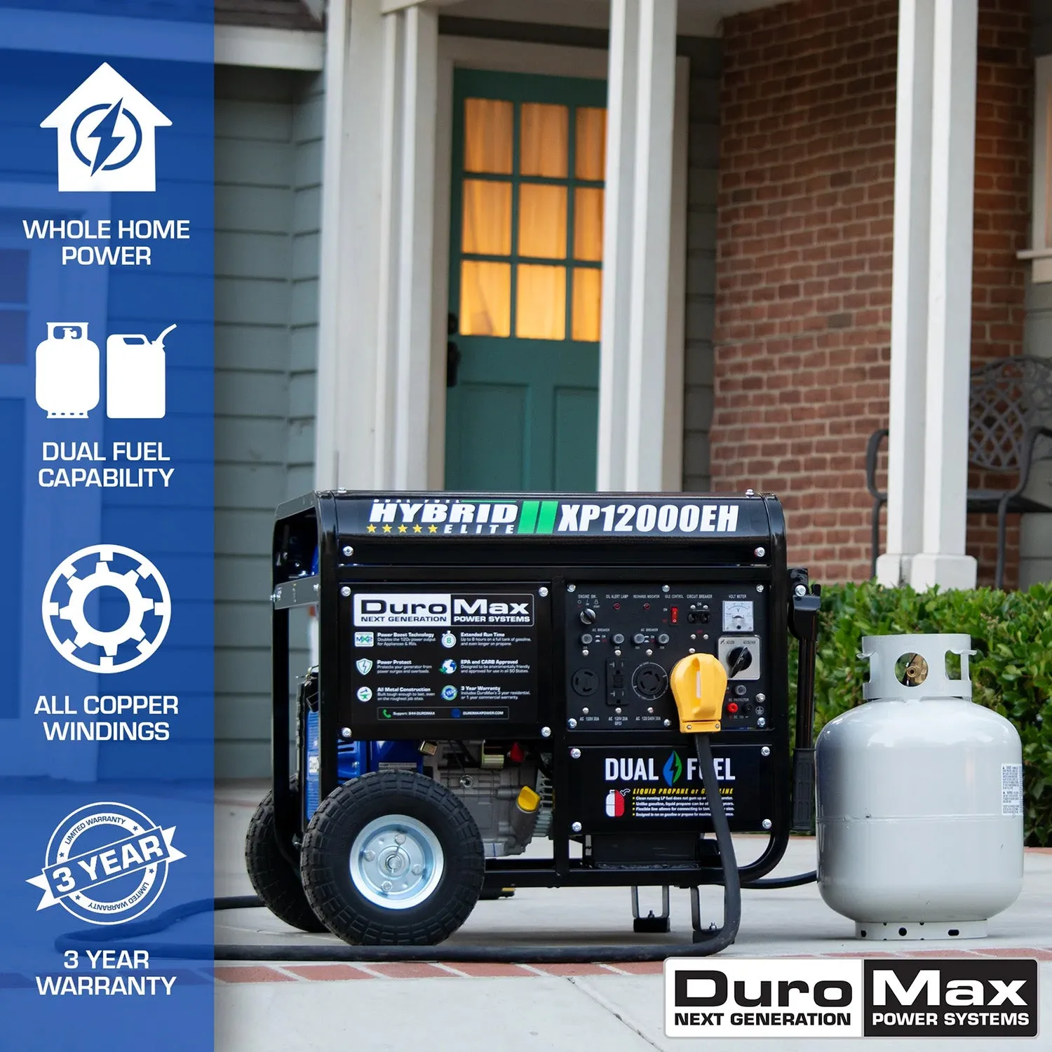 DuroMax XP12000EH Dual Fuel Portable Generator | 12,000 Watts