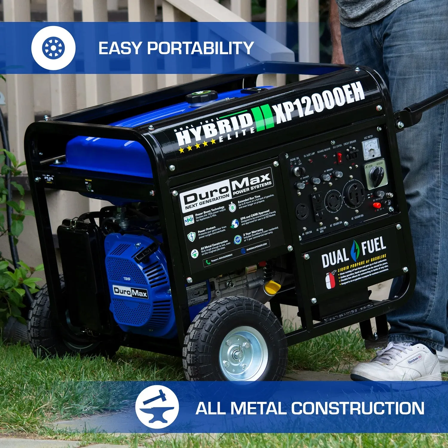 DuroMax XP12000EH Dual Fuel Portable Generator | 12,000 Watts