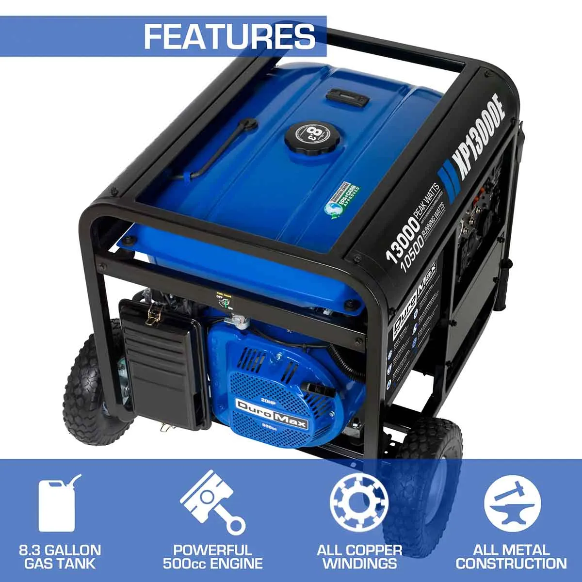 DuroMax XP13000E Gasoline Portable Generator | 13,000 Watts