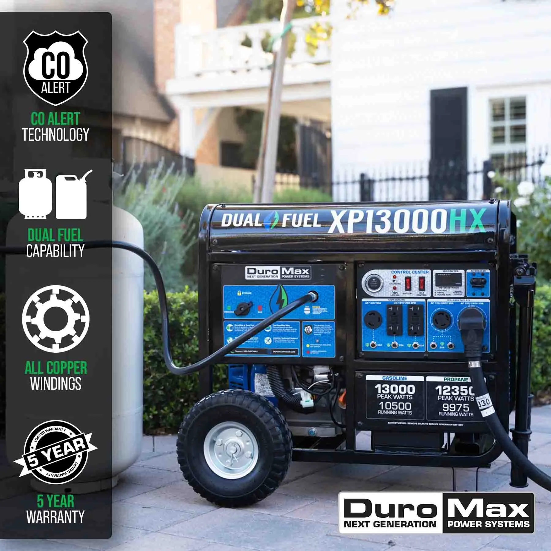 DuroMax XP13000HX Dual Fuel Portable HX Generator w/ CO Alert | 13,000 Watts