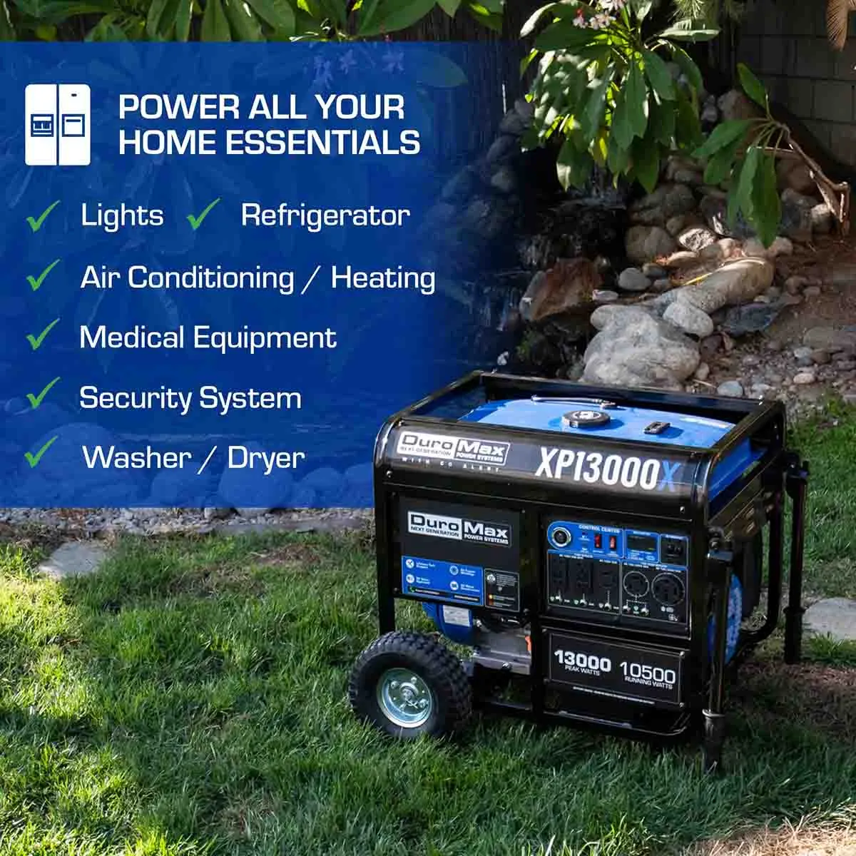 DuroMax XP13000X Portable Gasoline Generator w/ CO Alert | 13,000 Watts