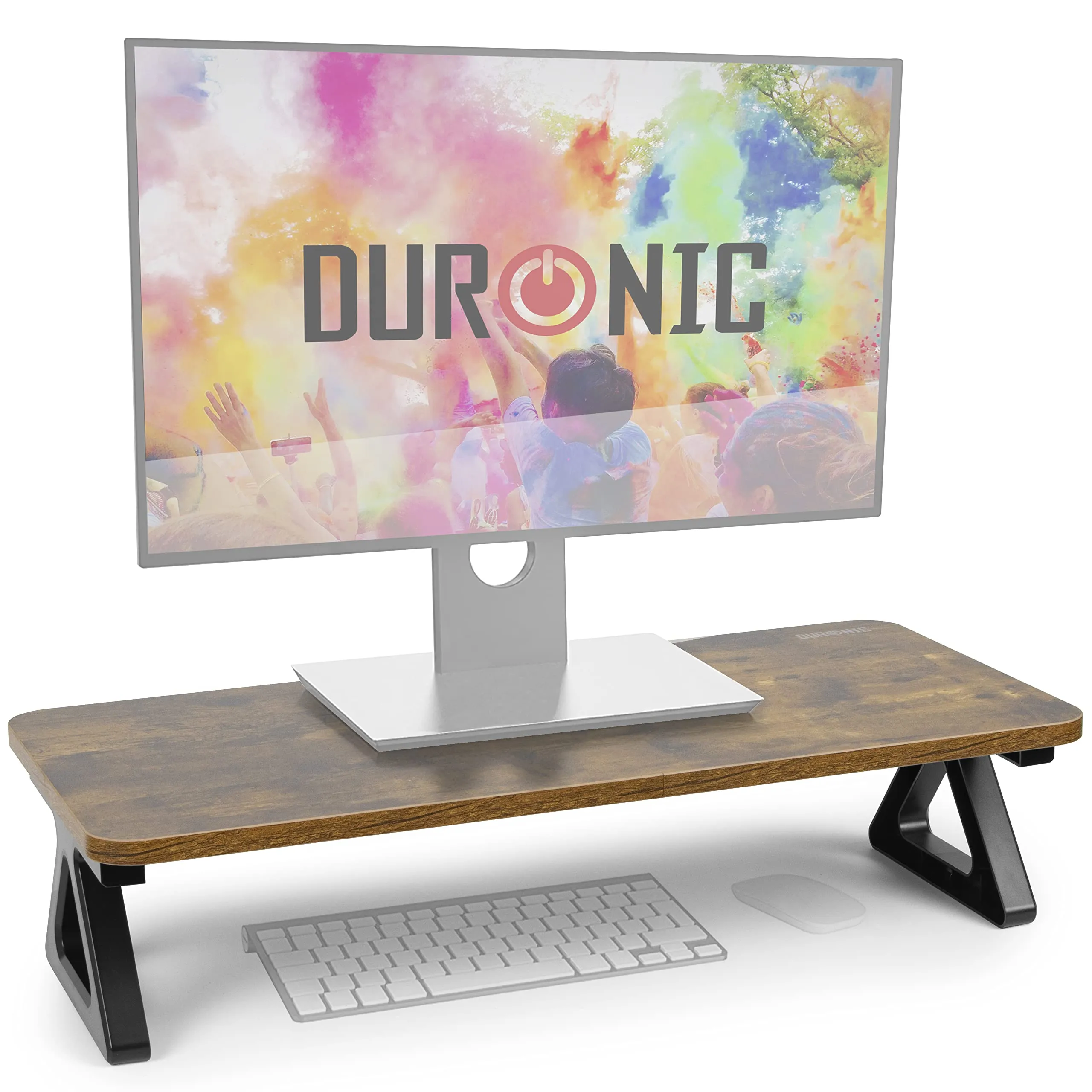 Duronic Monitor Stand Riser DM06-1 AO, Laptop / Screen Stand for Desktop, Support Shelf for a PC Computer Monitor, 10kg Capacity, 63cm x 30cm - Antique Oak Wood Effect