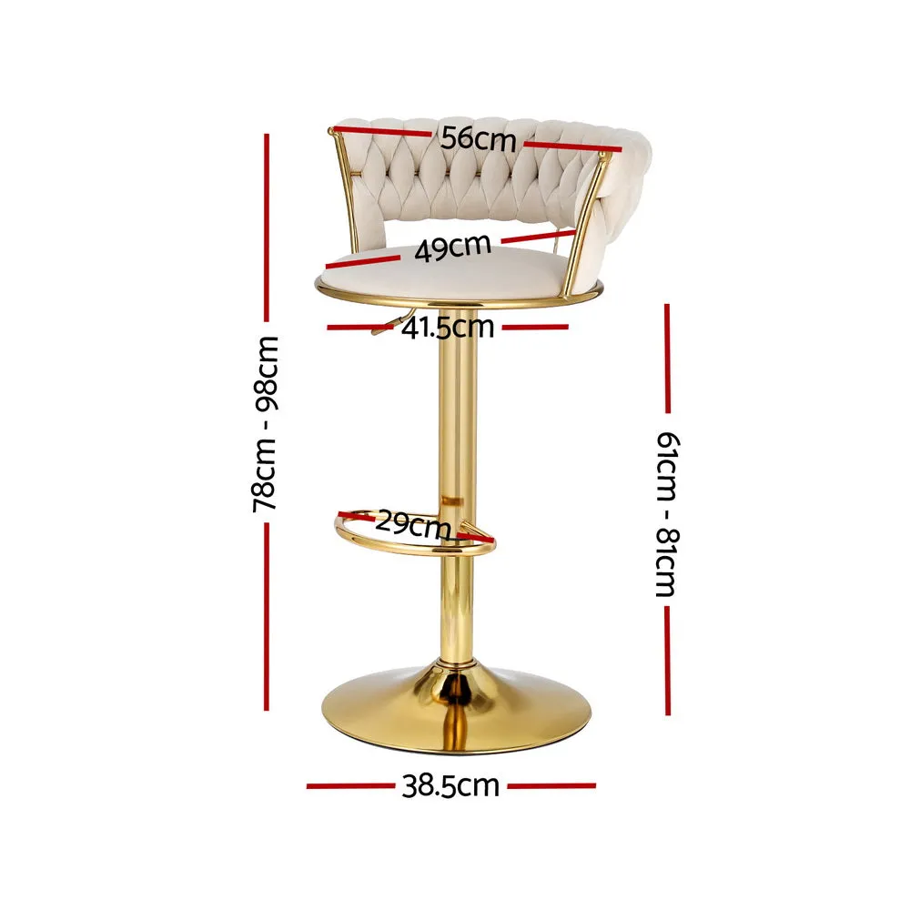 Elegant Velvet Bar Stools with Gas Lift, 150kg Capacity - Artiss