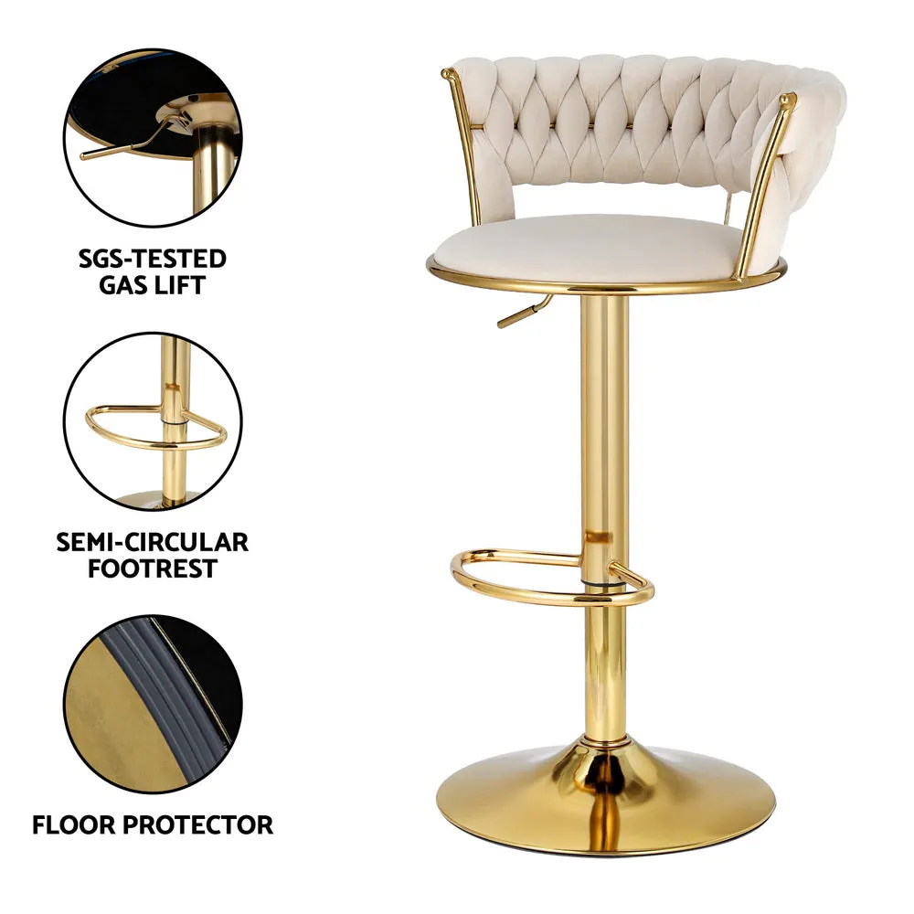 Elegant Velvet Bar Stools with Gas Lift, 150kg Capacity - Artiss