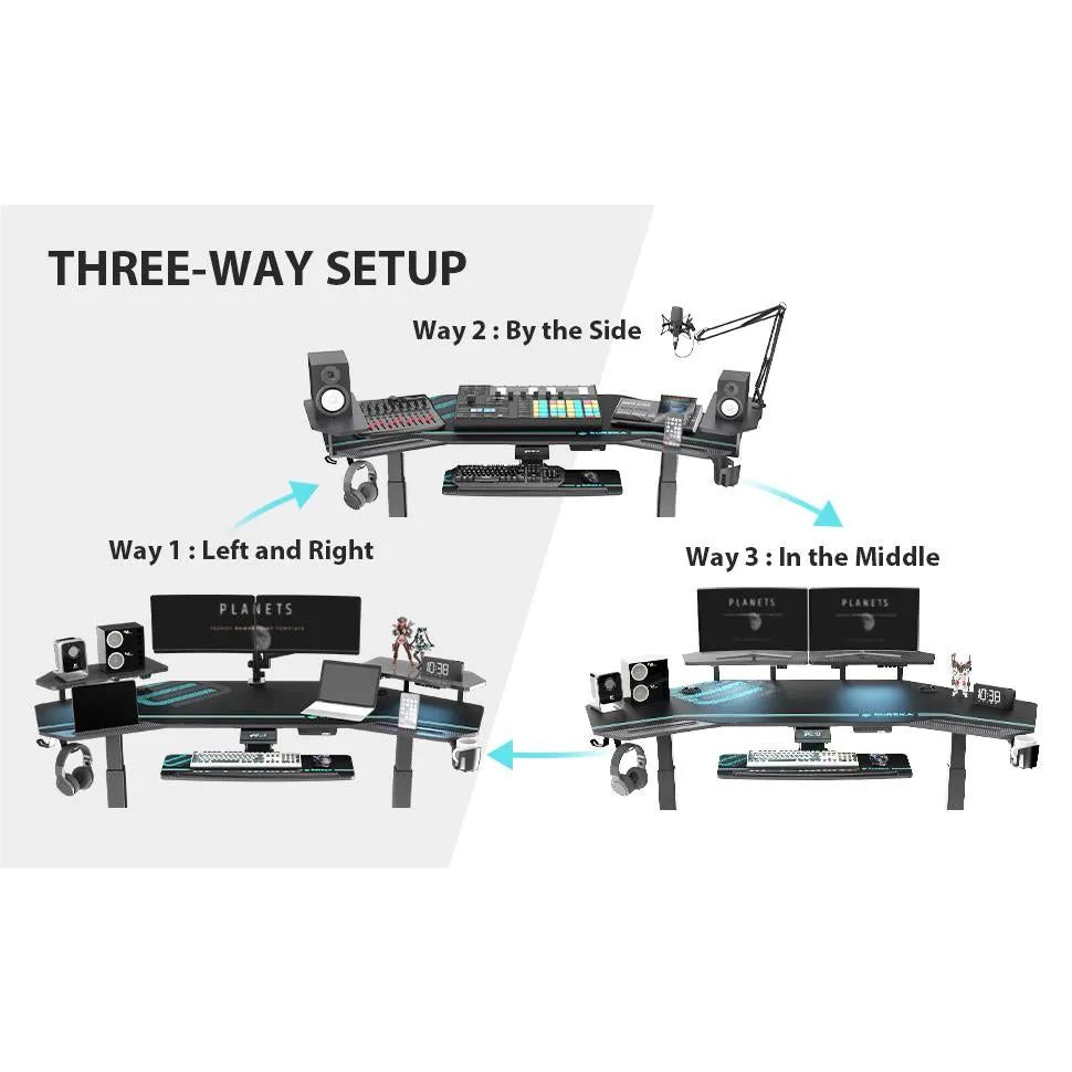 Eureka Ergonomic 72" Studio Electric Standing Office Desk With Keyboard Tray