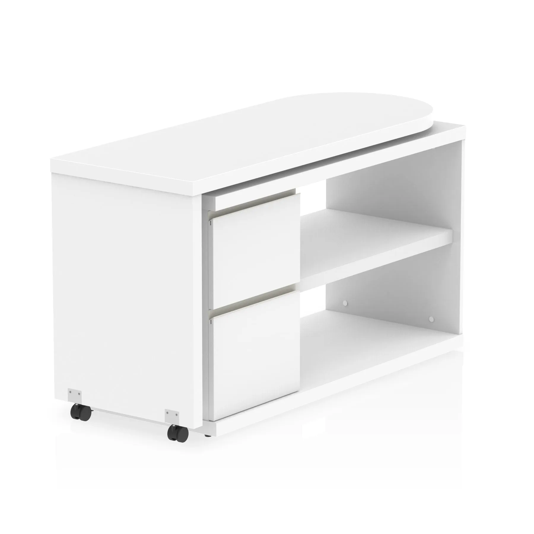 Fleur Smart Storage Desk - 1300x500mm Rectangular MFC Table with Panel End Legs, 2 Shelves, 5-Year Guarantee, Self-Assembly - White Frame