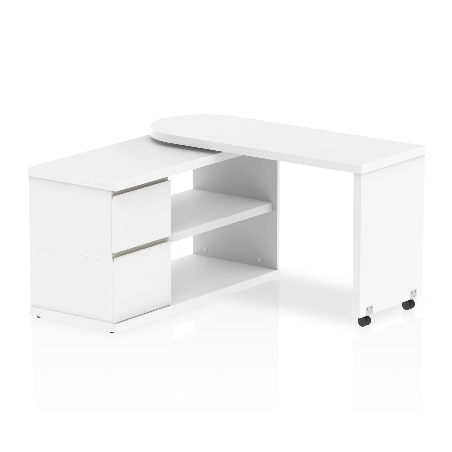 Fleur Smart Storage Desk - 1300x500mm Rectangular MFC Table with Panel End Legs, 2 Shelves, 5-Year Guarantee, Self-Assembly - White Frame