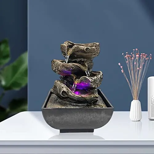 GAH 3-Tier Desktop Water Fountain Decor W/LED US 110 V, Simple BUT Elegant B