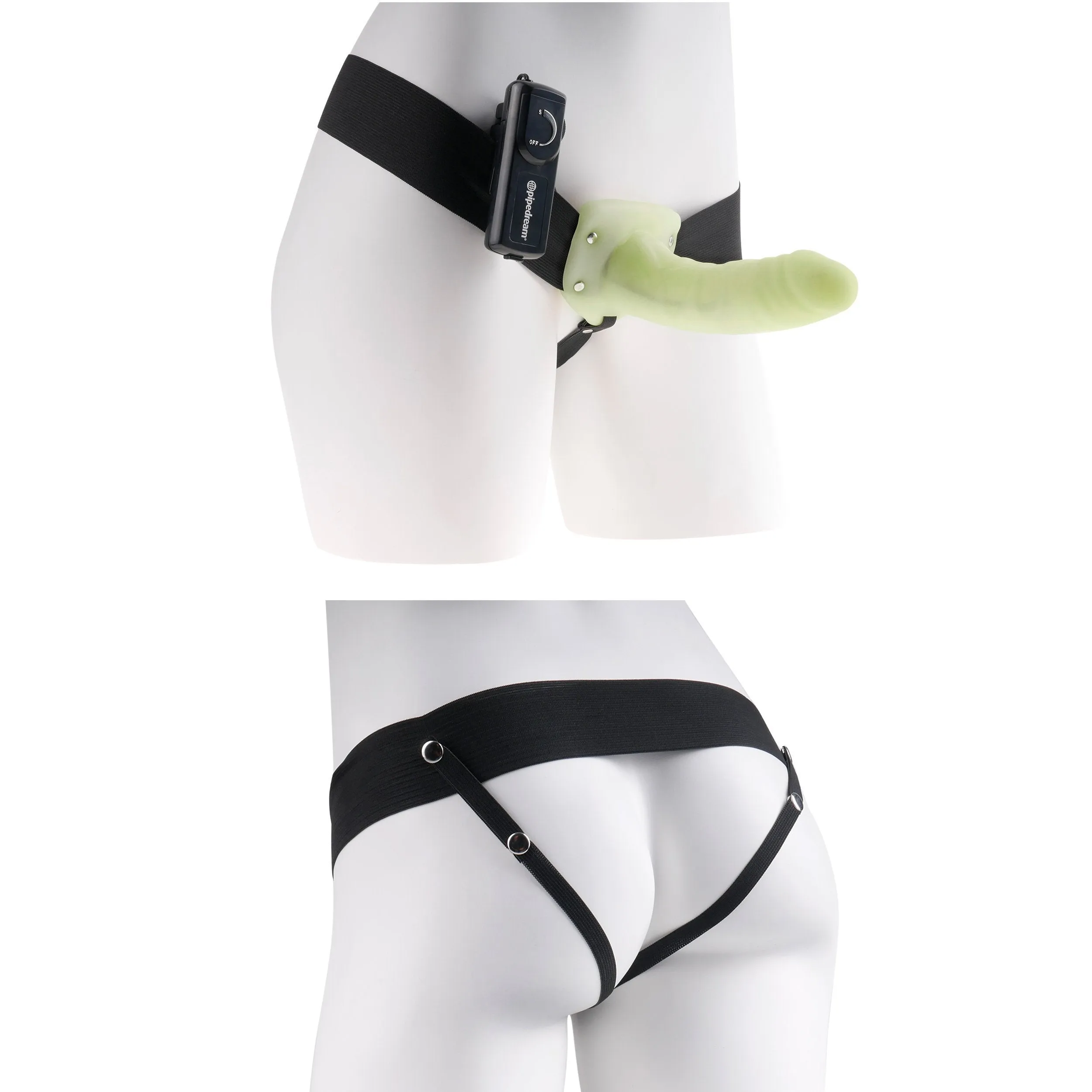 Glow-In-The-Dark Vibrating Hollow Strap-on