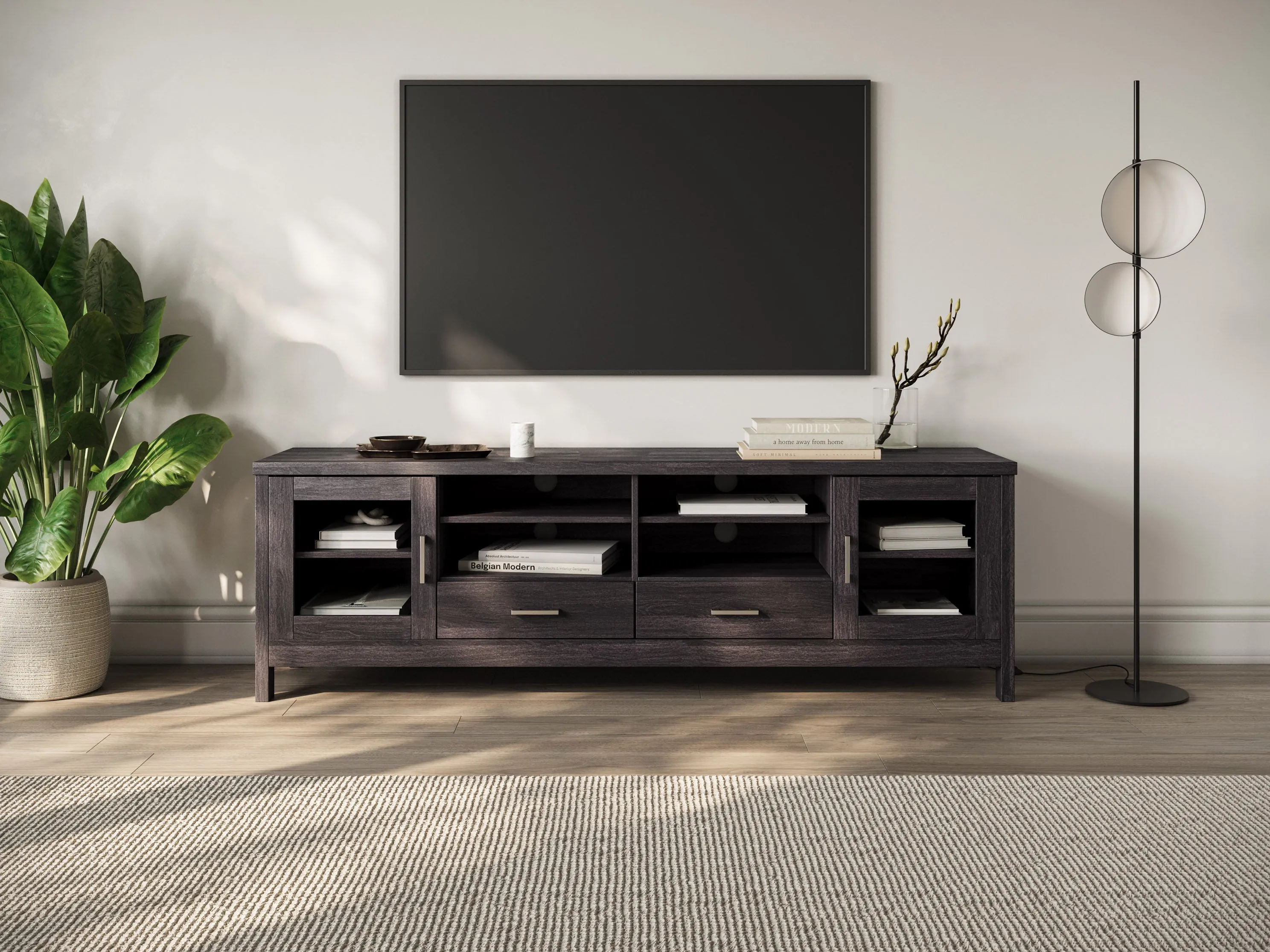 Grey Wood TV Stand, TVs up to 80"