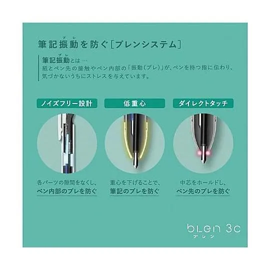 GREY Zebra bLen 0.5mm 3C 3 Color Ballpoint Multi Pen Three Color Pen Multiple Color Pen Zebra Pen Mitsubishi Pen | B3AS88