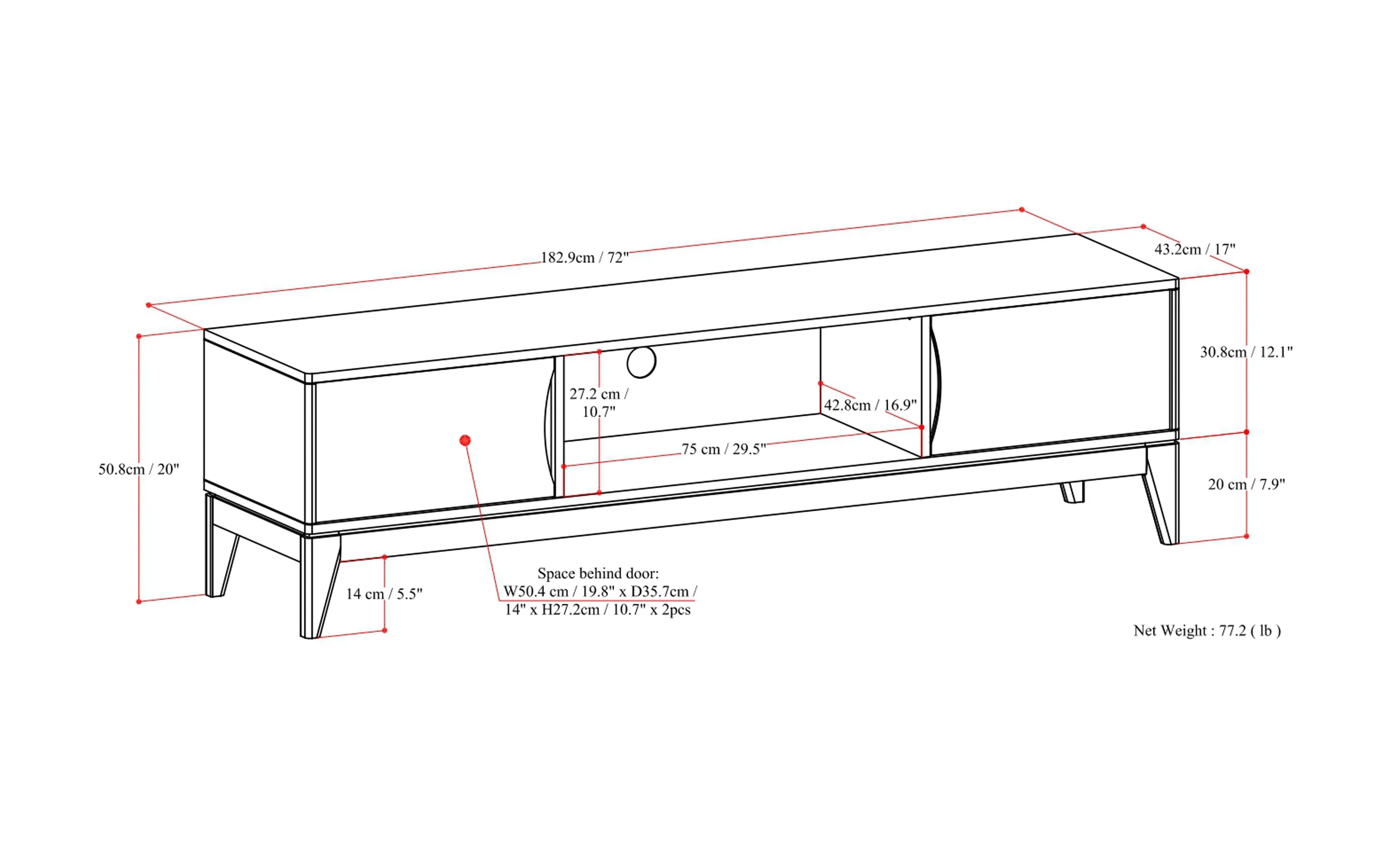 Harper 72 inch Low TV Media Stand