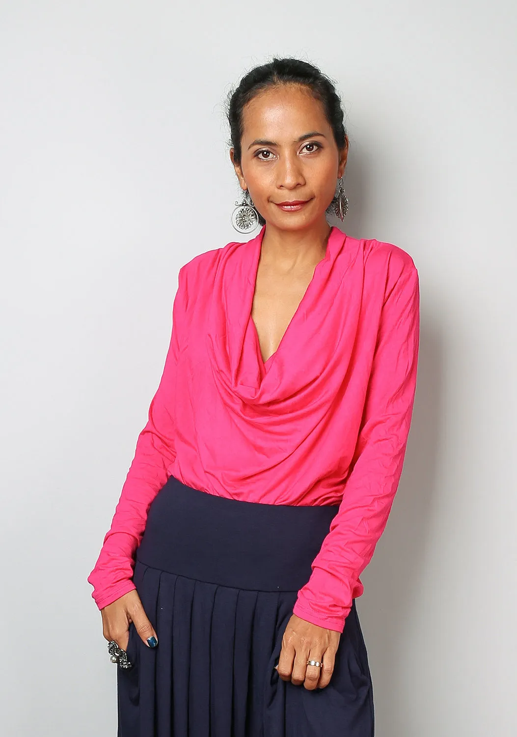 Hot Pink Top / Trendy Blouse Tunic / Pink sweater : Urban Chic Collection No.23