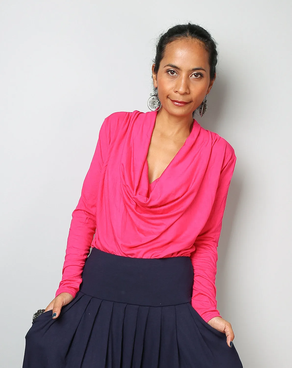 Hot Pink Top / Trendy Blouse Tunic / Pink sweater : Urban Chic Collection No.23