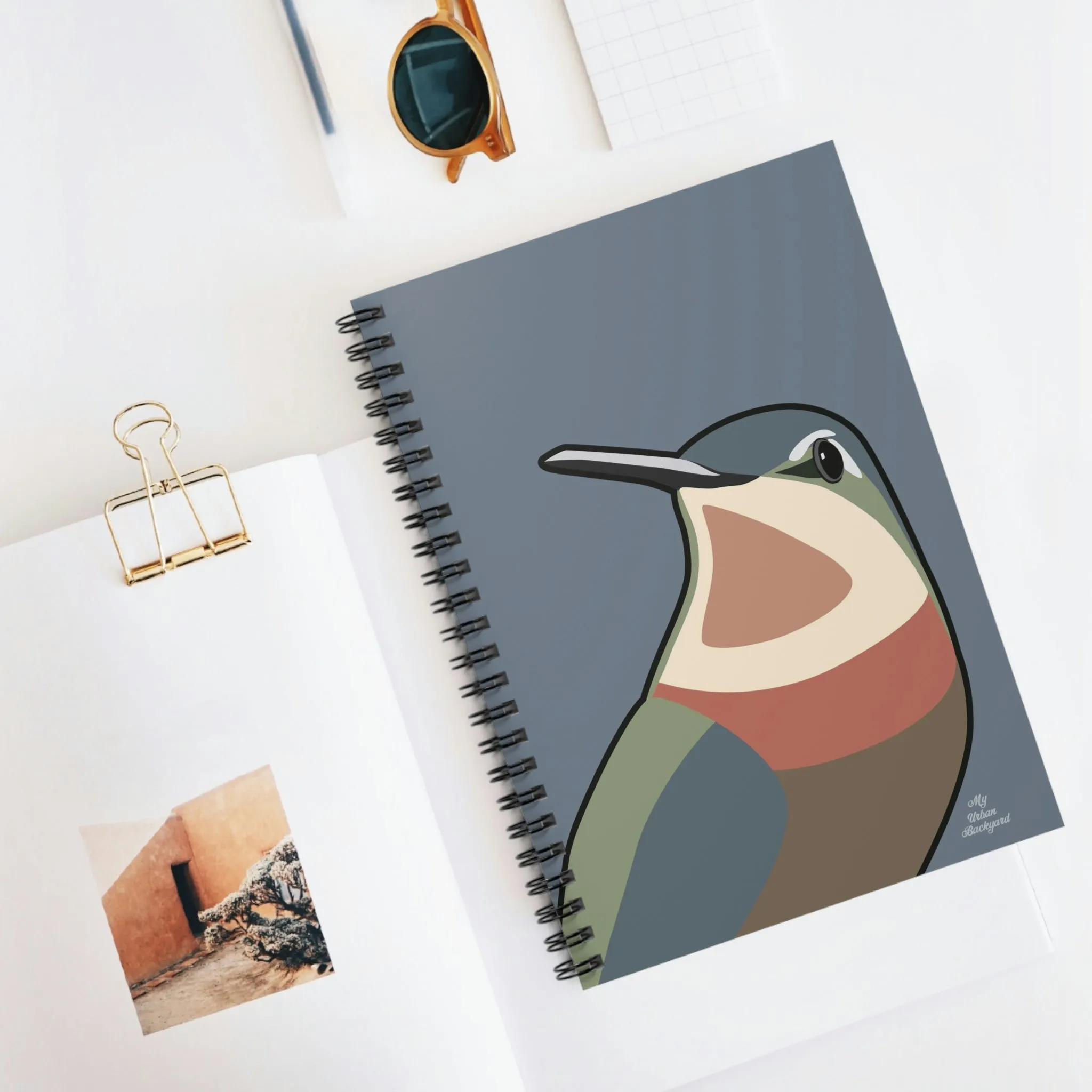 Hummingbird on Slate Gray, Spiral Notebook Journal - Write in Style