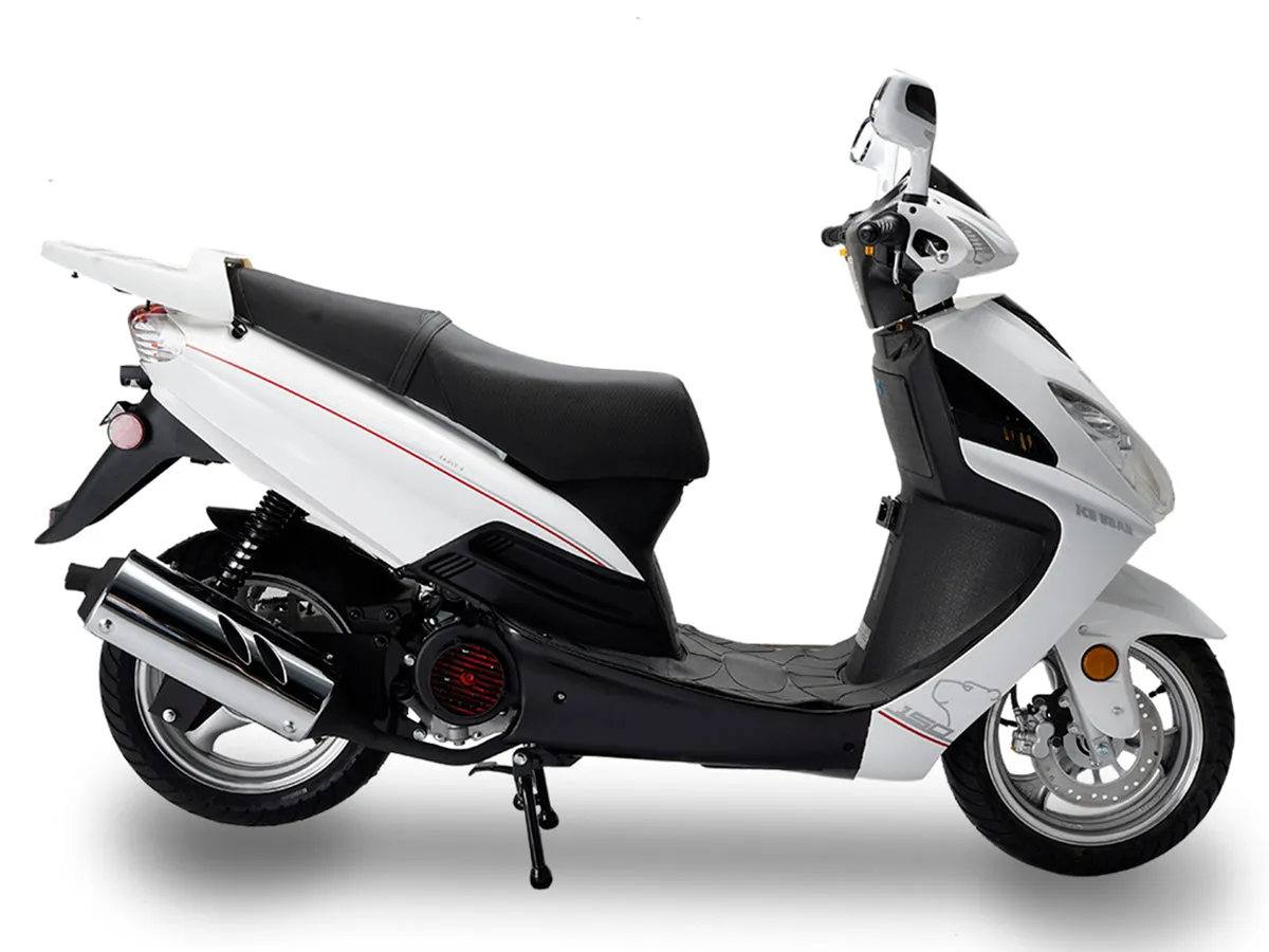 Ice Bear Hawkeye PMZ150-3C 150cc Scooter with Front Disc Brake, Cargo Box, 13 Inch rims, Electric Start, Dual Shocks, Telescopic forks