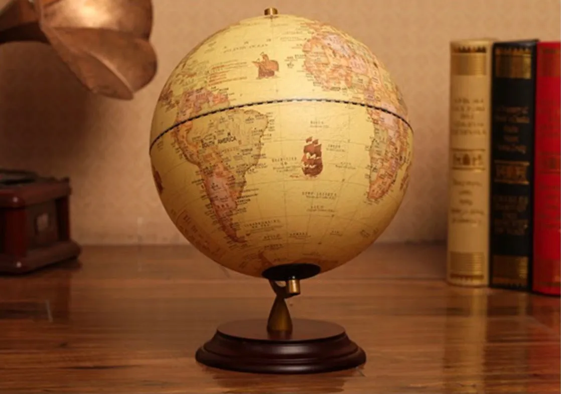 Illuminated Antique World Globe Decor LED Light-25cm