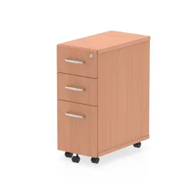 Impulse Narrow Under Desk Pedestal - 3 Drawers, 1 Filing Drawer, Lockable, MFC Material, 300x550x695mm, 5-Year Guarantee