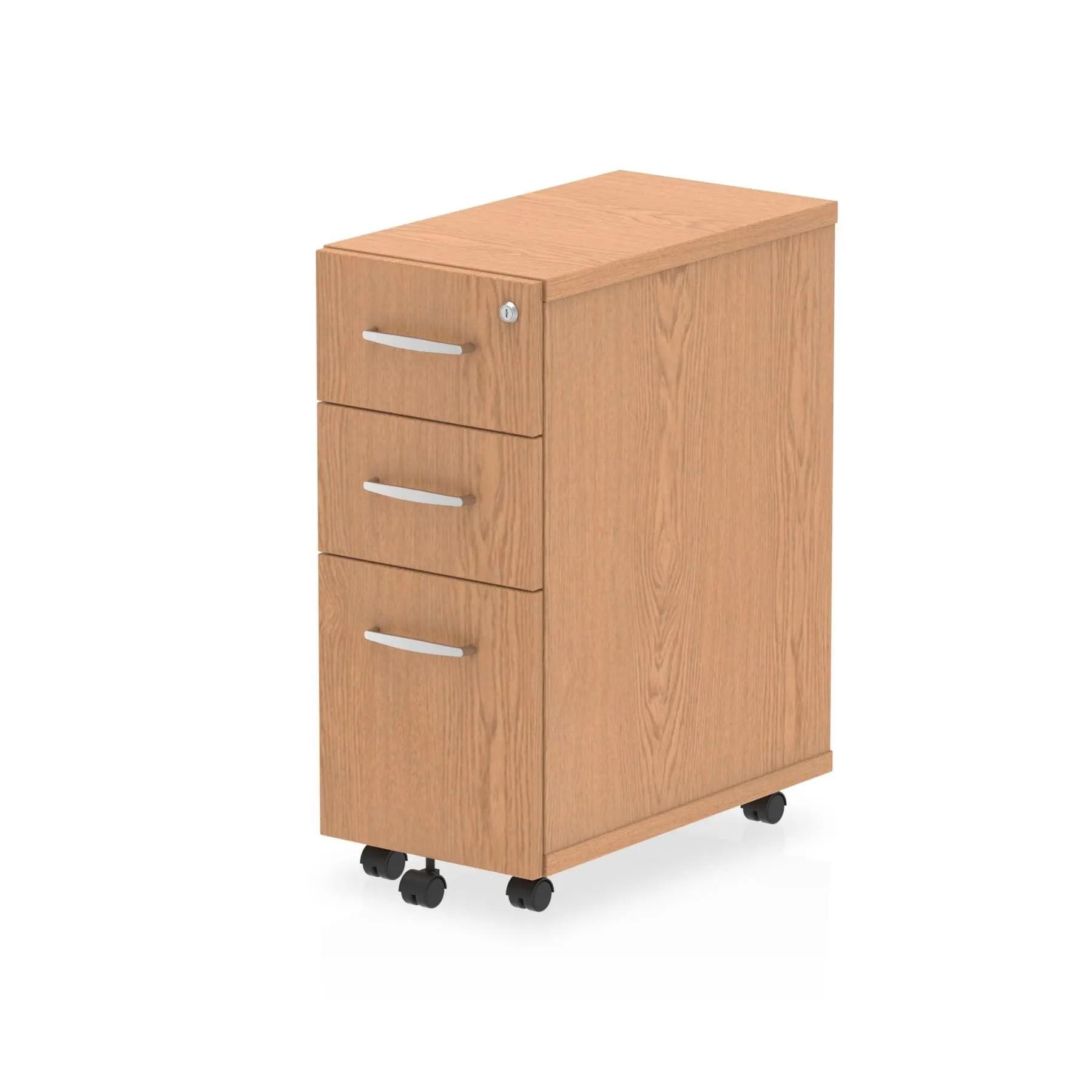 Impulse Narrow Under Desk Pedestal - 3 Drawers, 1 Filing Drawer, Lockable, MFC Material, 300x550x695mm, 5-Year Guarantee