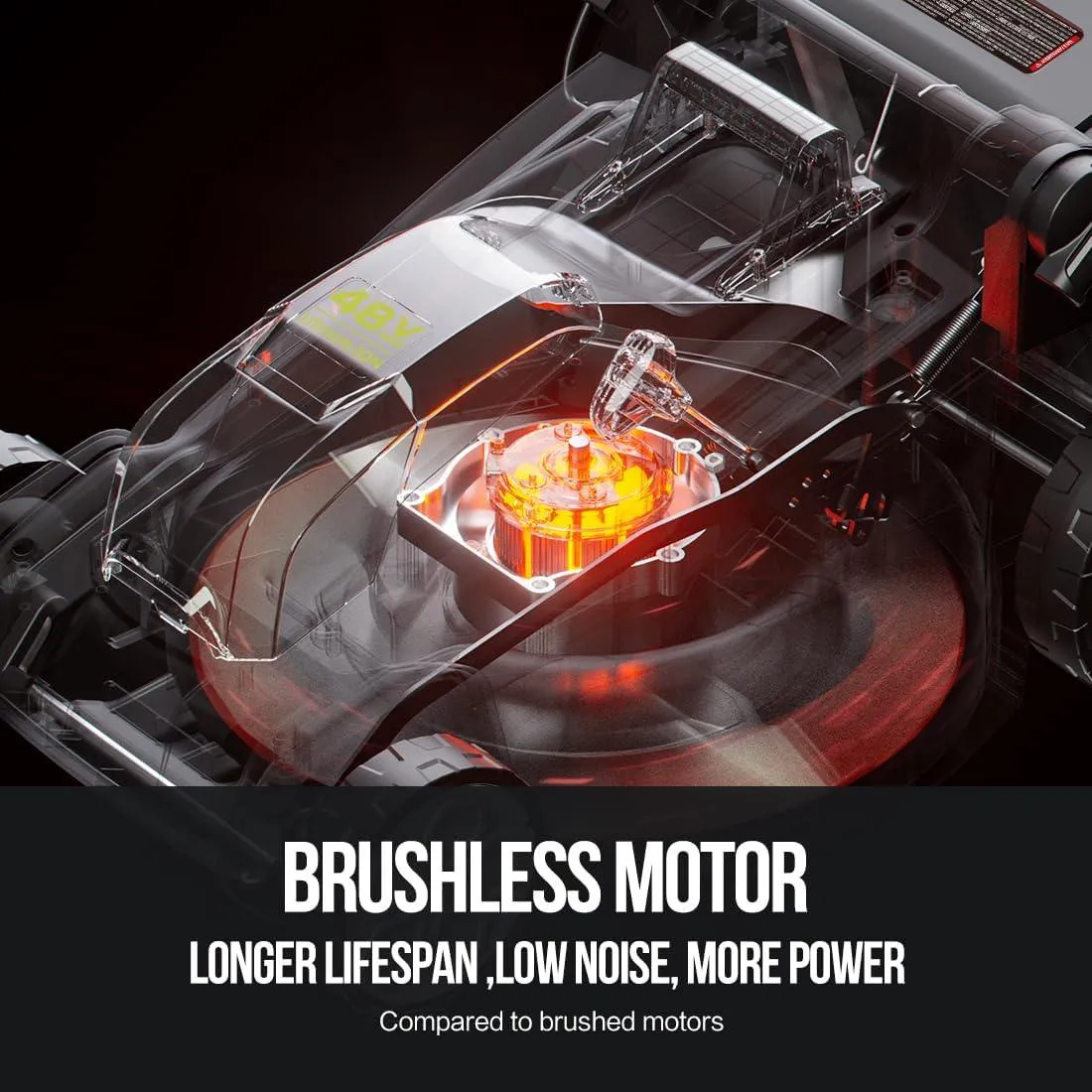 ionRUSH 48V Cordless Brushless Lawn Mower Kit with 4.0Ah Battery.