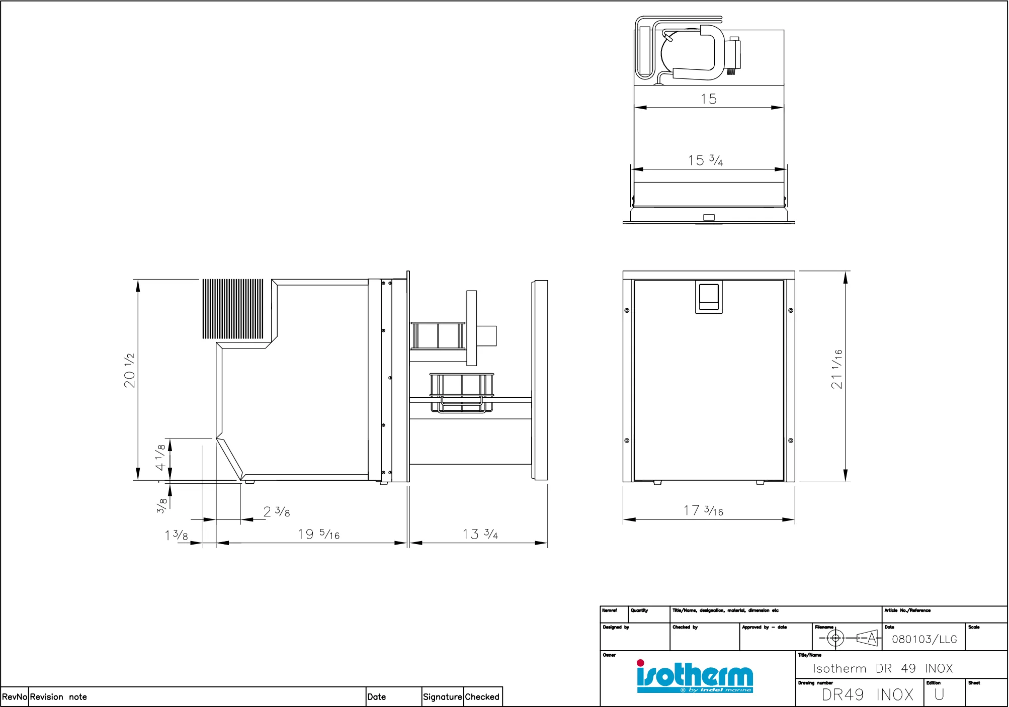 Isotherm Drawer 49 Stainless Steel Refrigerator with Freezer Compartment