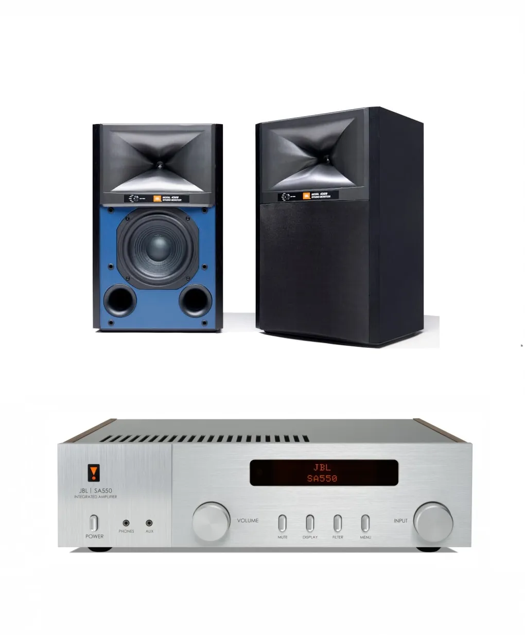 JBL 4309 6.5-inch 2-way Bookshelf Loudspeaker Pair with JBL SA550 Integrated Amplifier Bundle