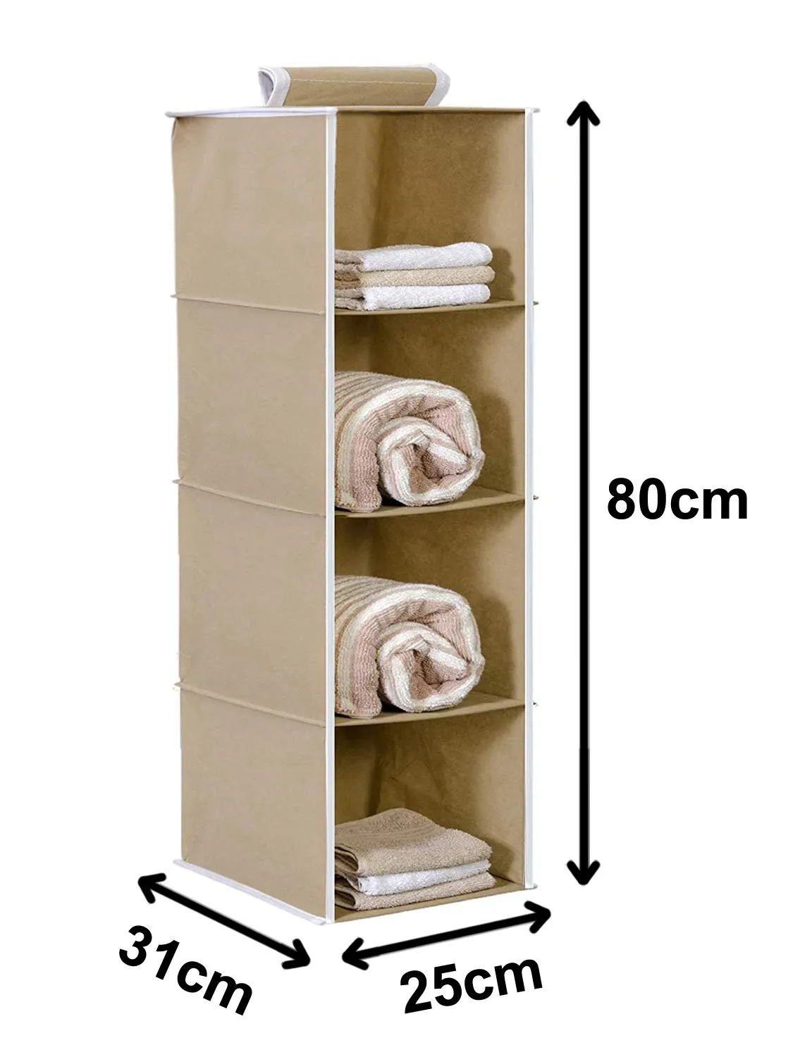 Kuber Industries Non Woven Hanging 4 Shelves Foldable Wardrobe/Closet Cloth Organizer (Brown)-Pack of 2-KUBMART15326 (Glossy,Fabric)