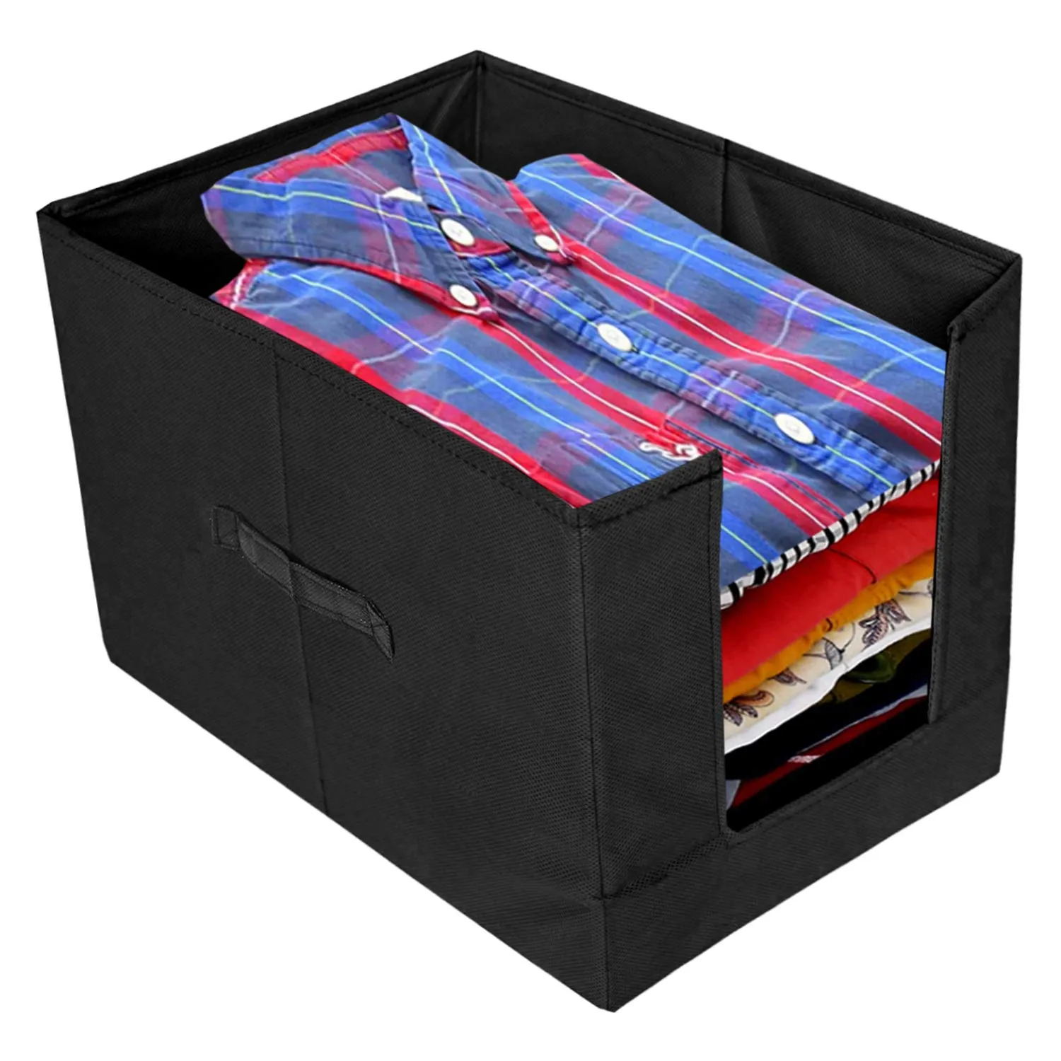 Kuber Industries Non Woven Shirt Stacker/Shirt Organizer Wardrobe Organizer (Black)-KUBMART2888