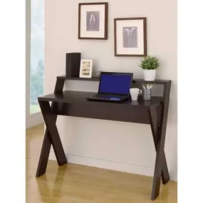 Ladder Desk With 1 Open Shelves, Dark Brown