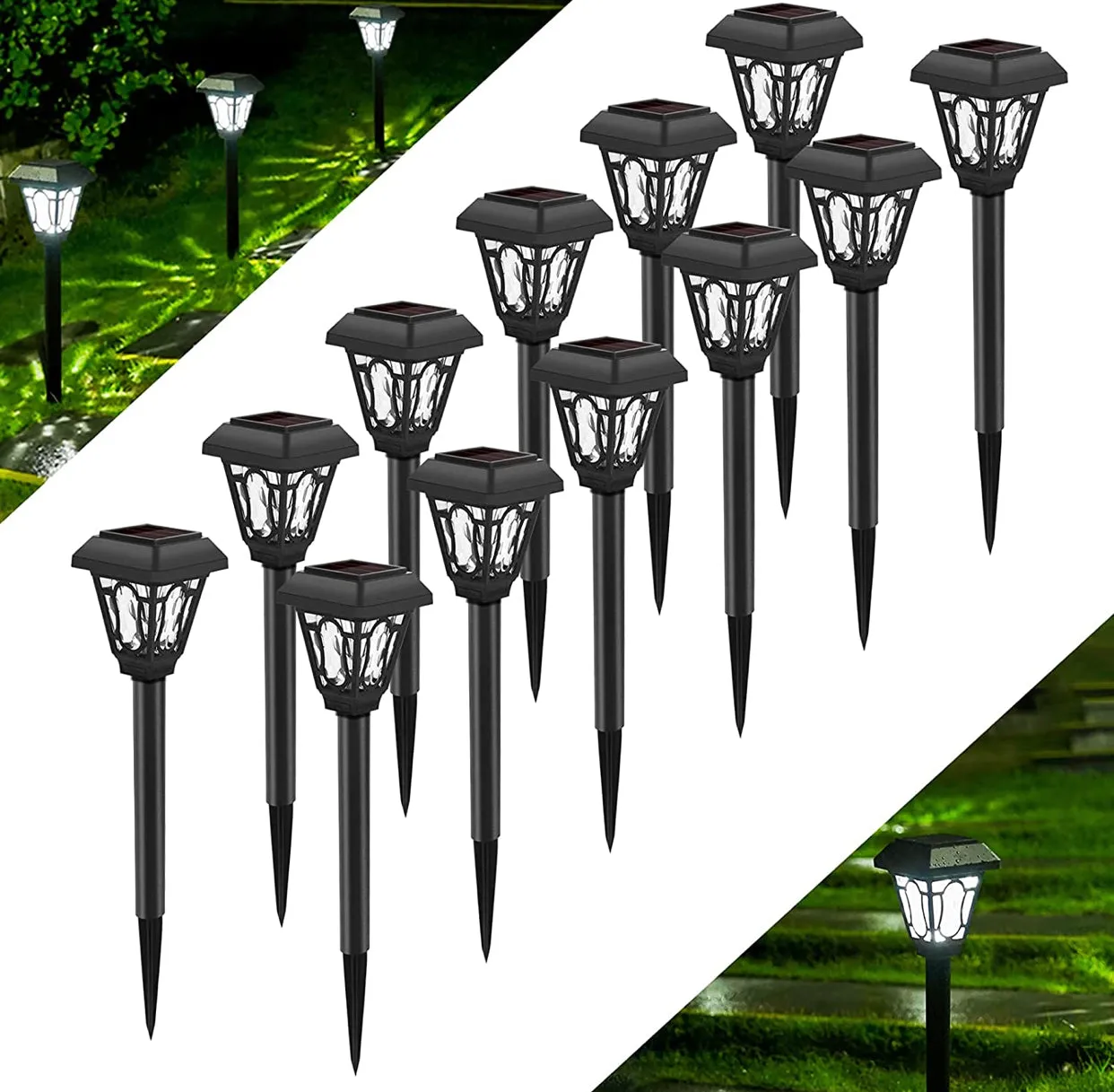 LAMTREE 48 Pack Solar Lights , Waterproof Auto Solar LED Lighting (Cool White)