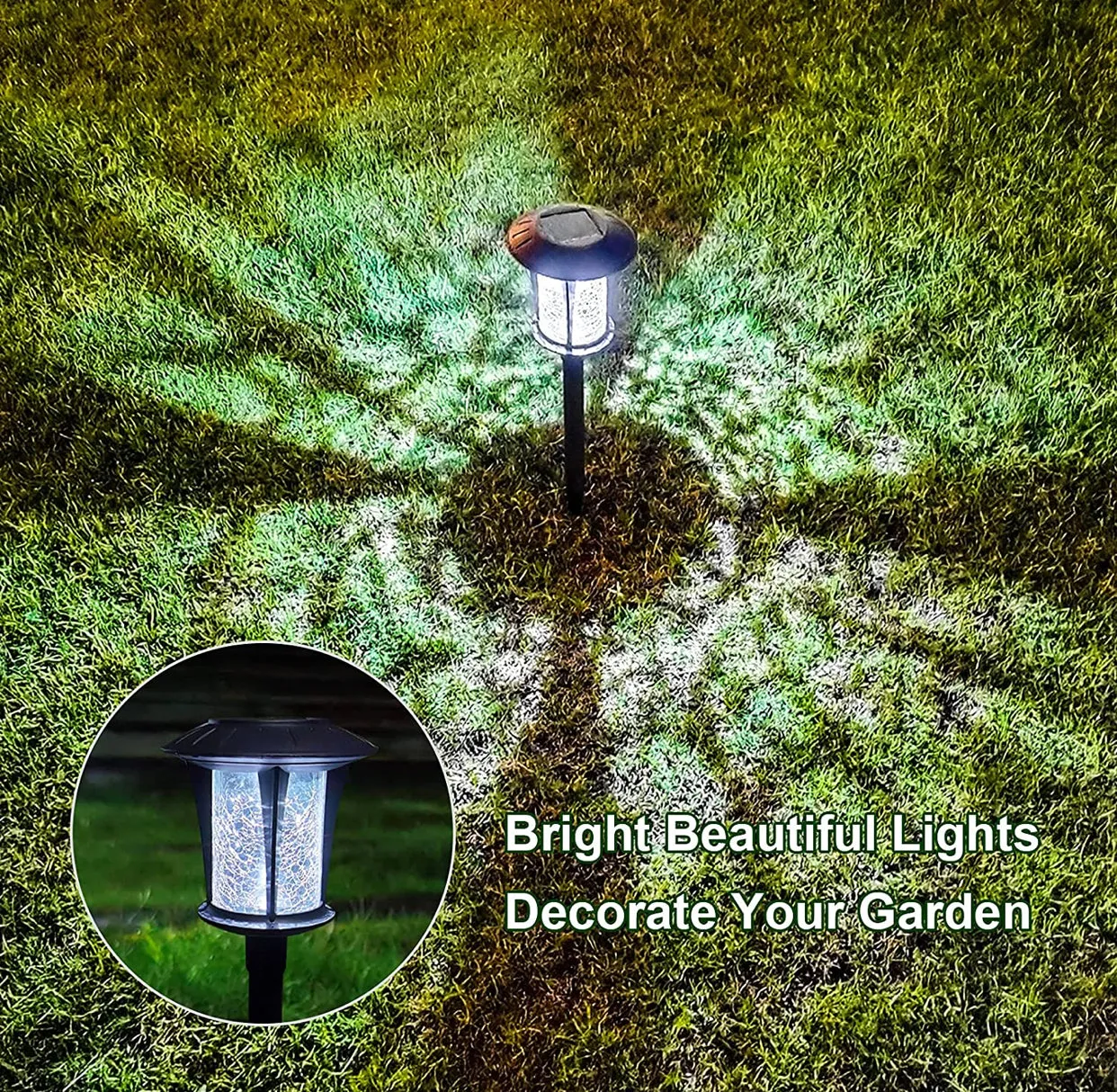 LANSGARINE Solar LED lights Outdoor Garden Stakes(Glass) (12-Pack)