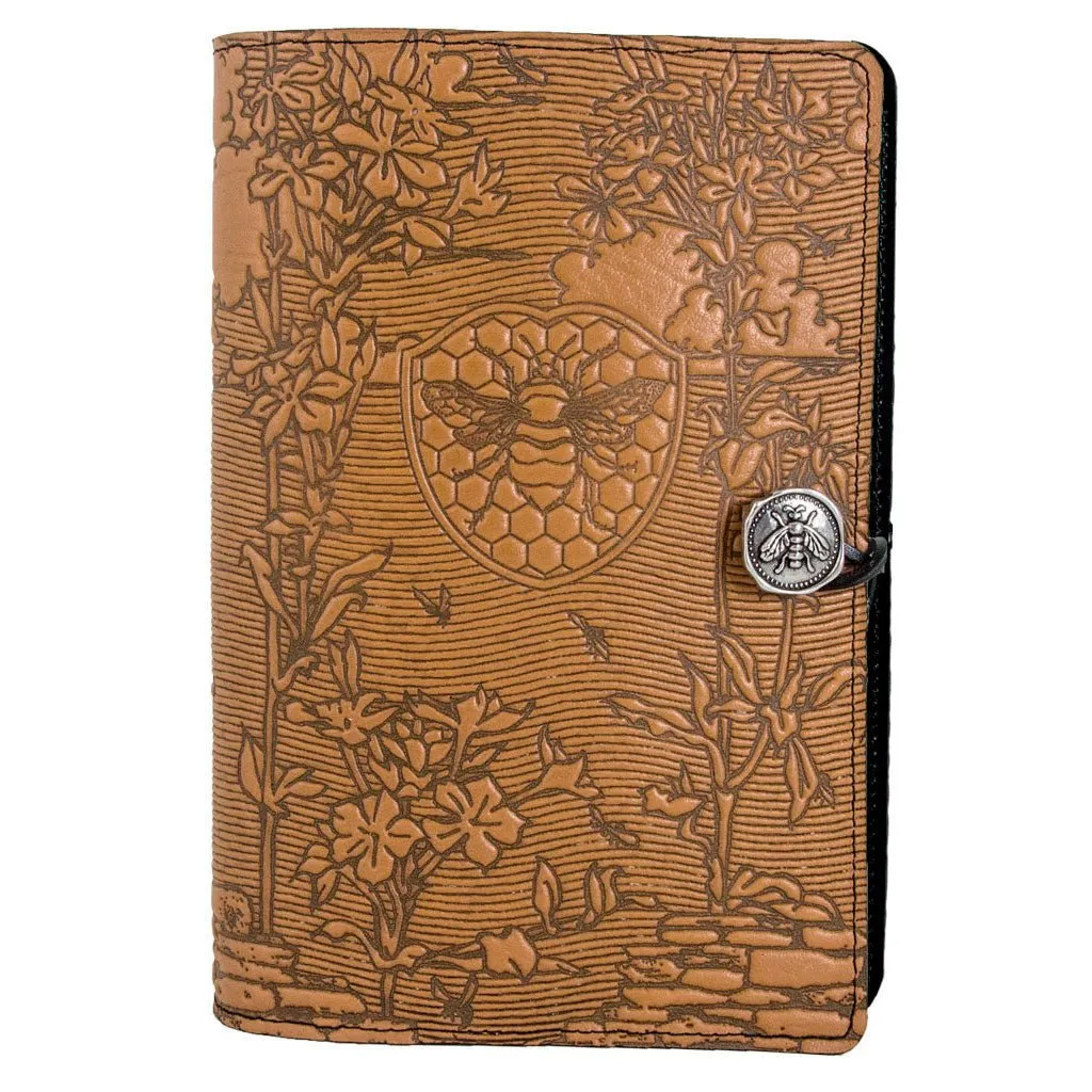 Leather Refillable Journal Notebook, Bee Garden