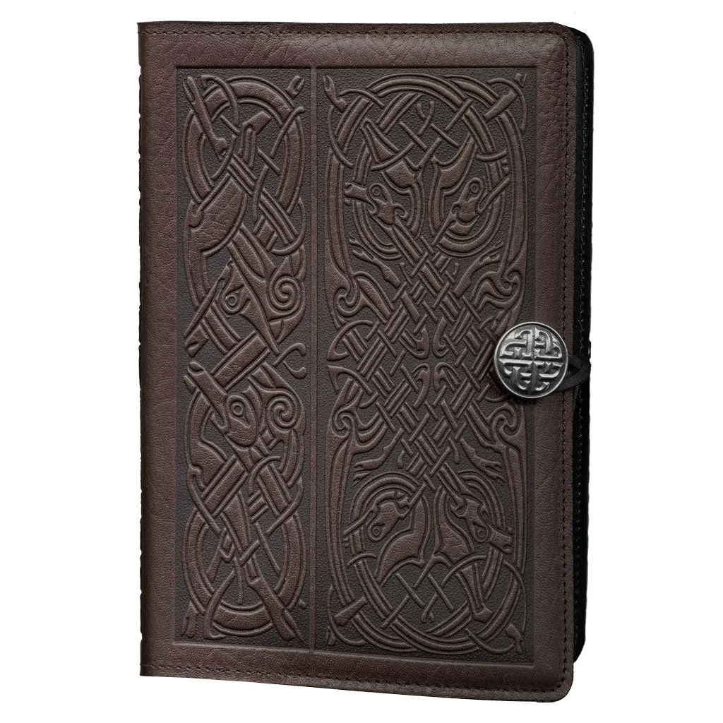 Leather Refillable Journal Notebook, Celtic Hounds