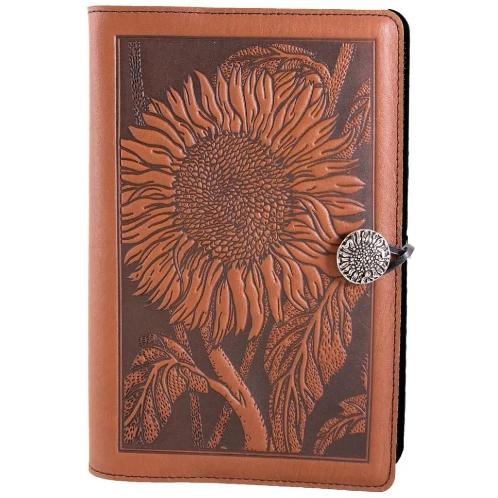 Leather Refillable Journal Notebook, Sunflower