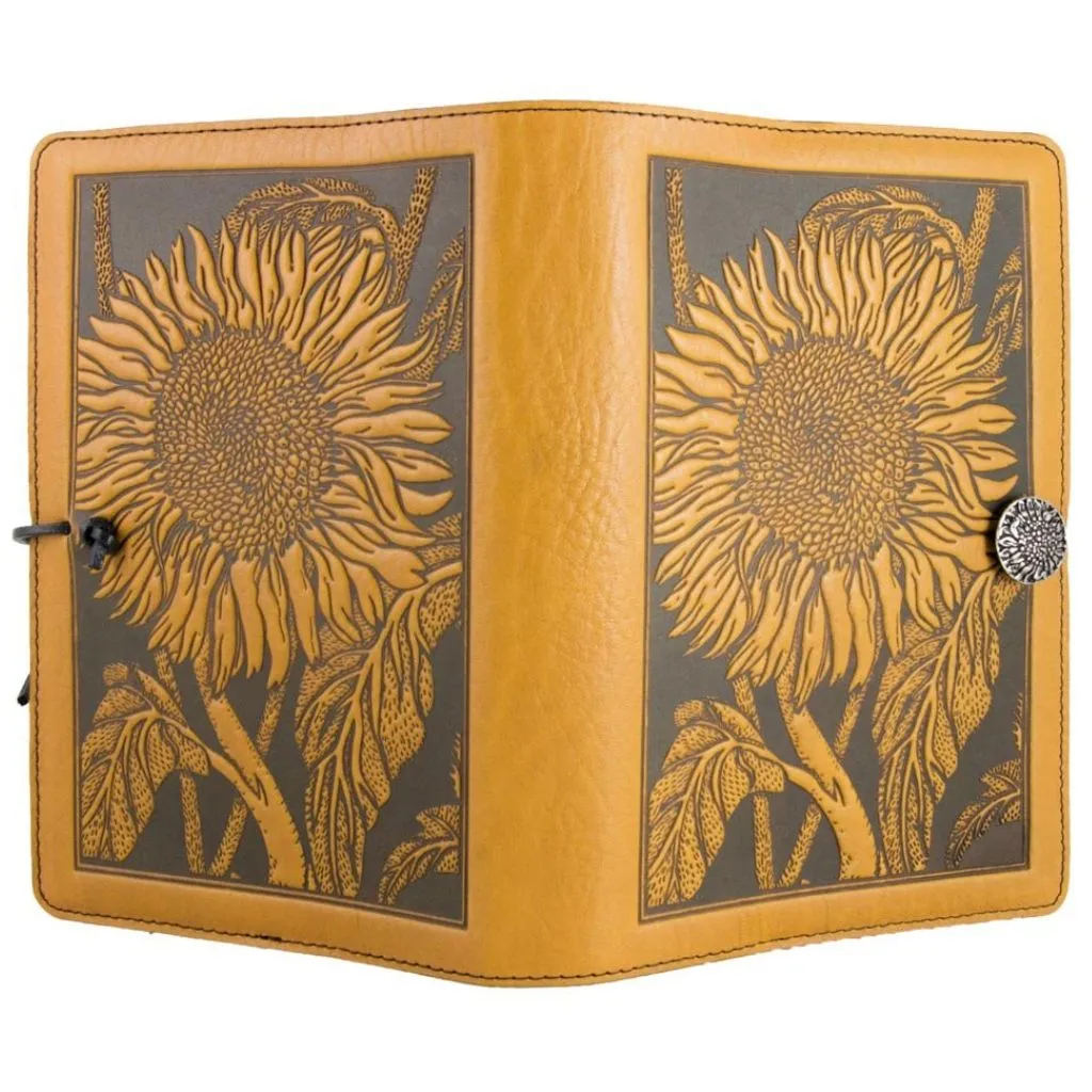 Leather Refillable Journal Notebook, Sunflower