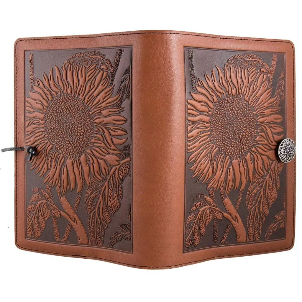 Leather Refillable Journal Notebook, Sunflower