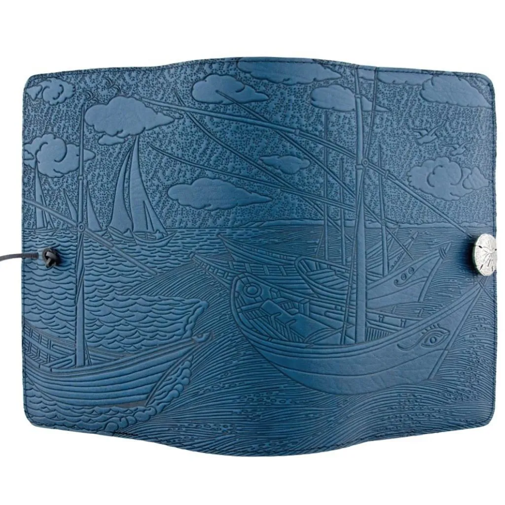 Leather Refillable Journal Notebook, Van Gogh Boats