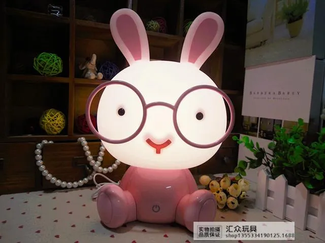 Led Desk Lamp Glasses Adorable Rabbit Touch Night Lamp Bedroom Emergency Light Bunny Adorable Rabbit